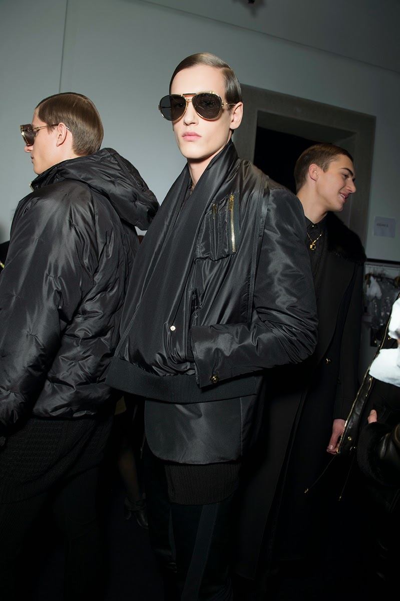 Backstage at the Versace Menswear Fall 2015 Show 3