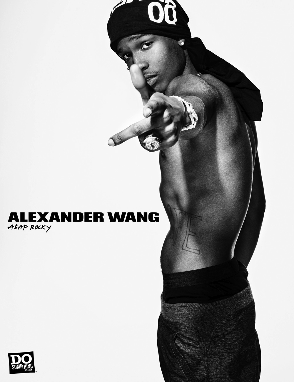 A$AP Rocky wears Alexander Wang x DoSomething