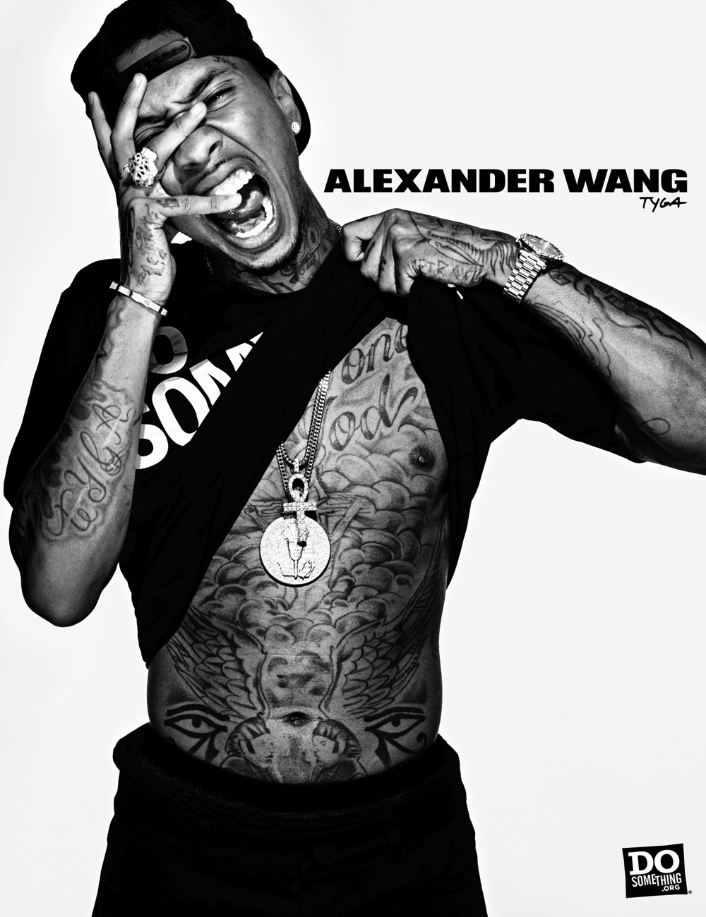 Tyga wears Alexander Wang x DoSomething