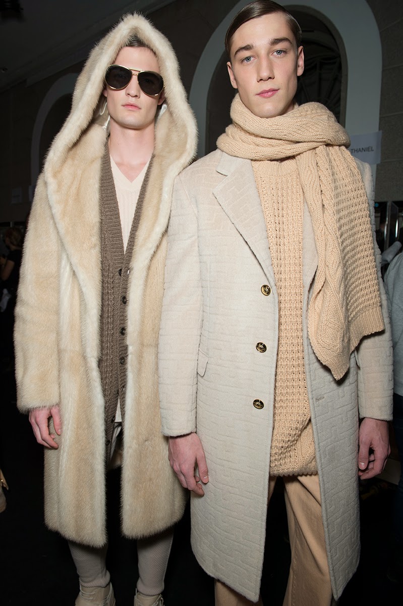 Backstage at the Versace Menswear Fall 2015 Show 4